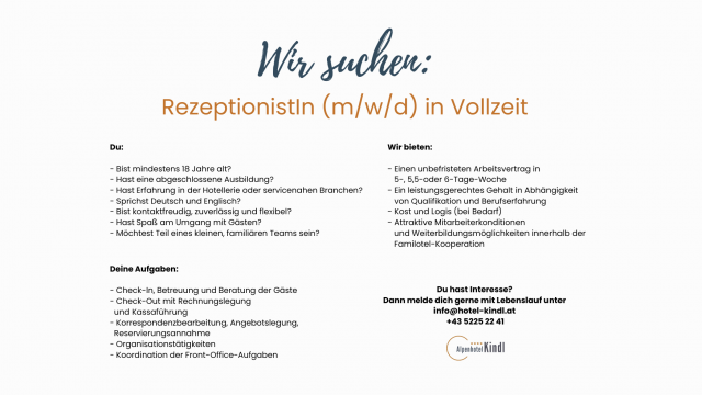 Job offers - Alpenhotel Kindl
